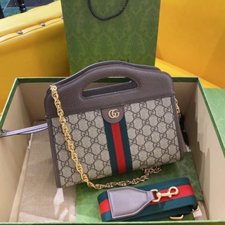 พรี​ ราคา7300 Gucci Ophidia 693724 กระเป๋าโซ่ กระเป๋าสะพาย ไซส์​เล็กกระเป๋าถือกระเป๋าแฟชั่น