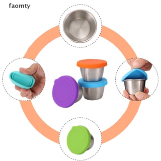 [faomty] ถ้วยสเตนเลส พร้อมฝาปิด ใช้ซ้ําได้ สําหรับใส่ซอสปรุงรส