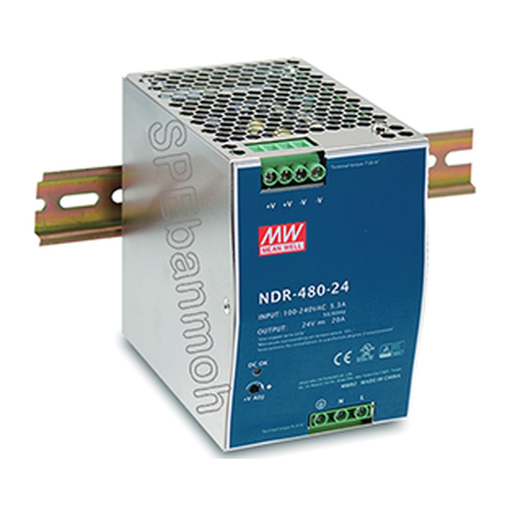สวิทช์ชิ่งพาวเวอร์ซัพพลาย Meanwell NDR-480-24 ไฟเข้า 220VAC ไฟออก 24V 20A