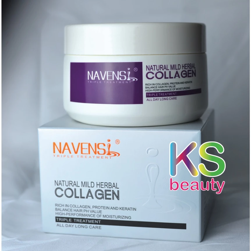 พร้อมส่ง Navensi Natural Mind Herbal Collagen นาเวนซี่ เคราตินออแกนิก ทรีทเม้นท์บำรุงผม คอลลาเจน โปรตีน 500ml