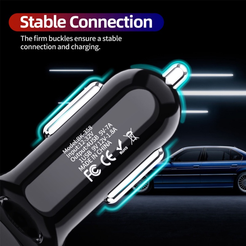 Ankndo ที่ชาร์จในรถ ที่ชาร์จแบตในรถ USB Car Charger 4 พอร์ต 7A ชาร์จเร็ว สําหรับรถยนต์ Xiaomi Huawei โทรศัพท์มือถือ