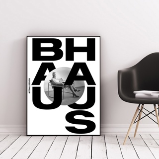 Bauhaus โปสเตอร์ภาพวาดผ้าใบ พิมพ์ลายคําคม สีดํา สีขาว สไตล์นอร์ดิก สําหรับตกแต่งบ้าน