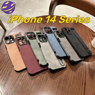 ใหม่ เคสโทรศัพท์มือถือหนังแกะ กันกระแทก พร้อมสายคล้องมือ สําหรับ iPhone 14 Series 14 Pro 14Plus 14 13 Pro Max