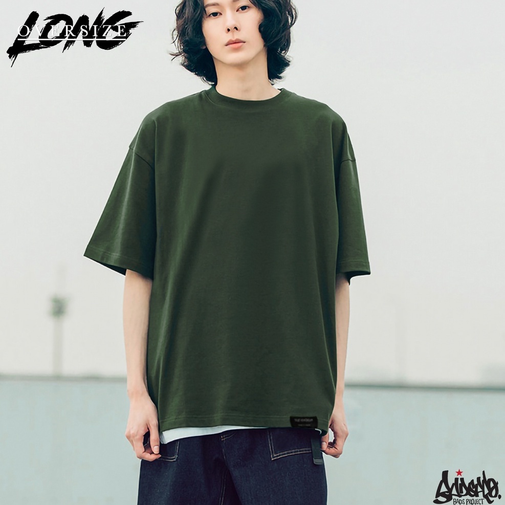 Just Say Bad ® เสื้อ Oversize Long ( รุ่นทรงแขนยาว ) สีเขียวมะกอก เสื้อยืด ชาย หญิง M L / OL
