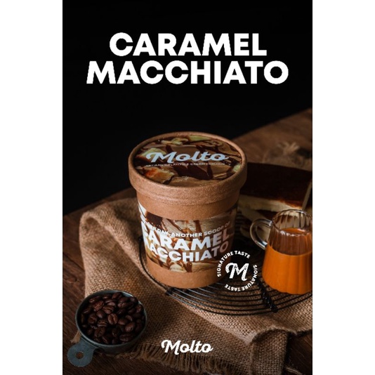 Caramel Macchiato (ไอศกรีม คาราเมล มัคคิอาโต 1 ถ้วย 16 oz.) - Molto premium Gelato