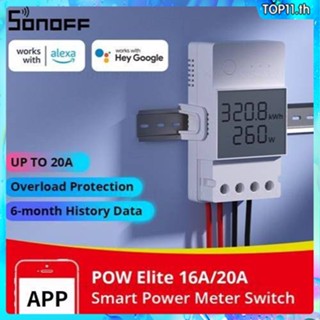 Sonoff pow elite สวิตช์มิเตอร์วัดพลังงานอัจฉริยะ 16a 20a wifi หน้าจอ lcd ทํางานร่วมกับแอพ alexa google home ewelink