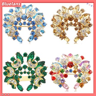 เข็มกลัดสตรีวิจเทจ Elegant Rhinestone คริสตัลดอกไม้ดวงจันทร์