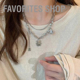 Favorites Shop สร้อยคอโซ่เหล็กไทเทเนียม จี้รูปสัตว์น่ารัก แฟชั่นสําหรับผู้หญิง