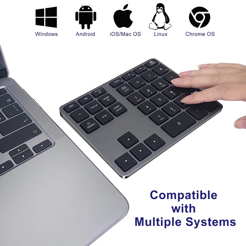 บลูทูธ Pad,ชาร์จแป้นพิมพ์ตัวเลขไร้สาย Dual-Mode อลูมิเนียม USB Numpad สำหรับแล็ปท็อป,แมคBook Pro/Air, แมค