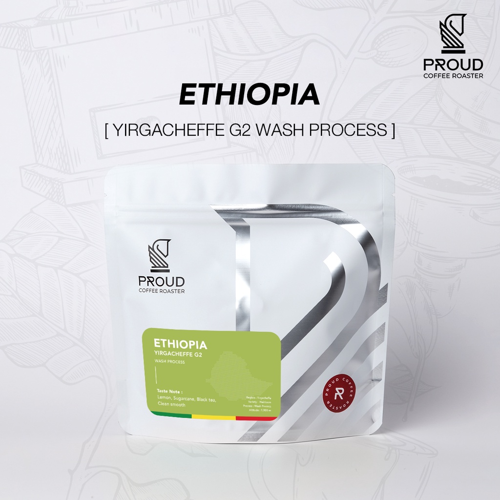 เมล็ดกาแฟ Ethiopia Yirgacheffe G2 Wash | คั่วกลาง | Lemon, Sugarcane, Black Tea | 200g