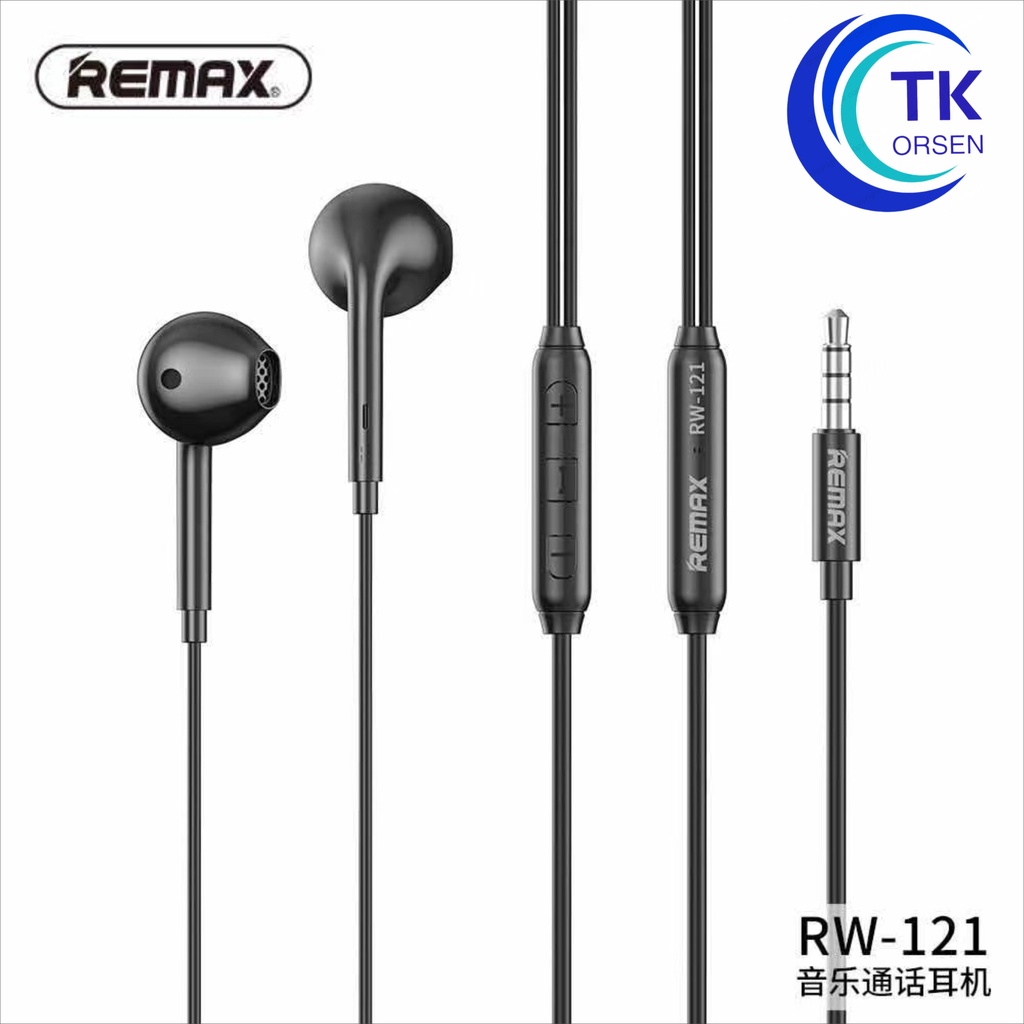 REMAX RW-121 เสียงดี หูฟังเพลง+คุยโทรศัพท์  FOR MUSIC&CALL หูฟังรุ่นใหม่ล่าสุด ยาว1.2เมตร มีไมค์คุยโทรศัพท์ ได้ ของแท้