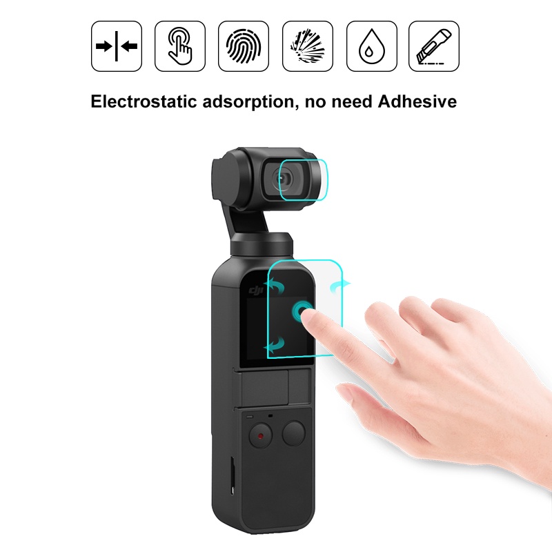 Puluz HD กระจกนิรภัย ป้องกันเลนส์ + ฟิล์มหน้าจอ สําหรับ DJI OSMO Pocket 2/1 Gimbal ป้องกันหน้าจอ