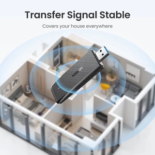 Ugreen อะแดปเตอร์เครือข่าย WiFi ไร้สาย 1300Mbps ปลั๊ก USB 2.4G และ 5G สําหรับคอมพิวเตอร์ PC