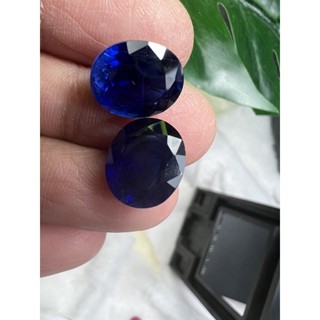 lab created Blue sapphire 12x10 oval 2 pieces