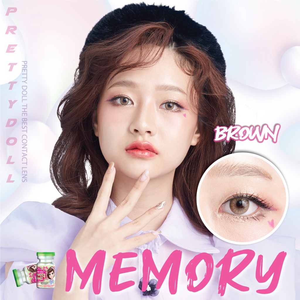 (COD) คอนแทคเลนส์ Contactlens สายฝ รุ่น Memory Prettydoll สายตา+ปกติถึง -6.00เลนส์นิ่มใส่สบายฟรีตลับ