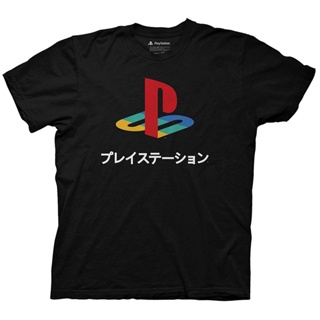 เสื้อผ้าผชLsmtx1 เสื้อยืดแขนสั้นลําลอง ผ้าฝ้าย พิมพ์ลายโลโก้ Playstation Kanji พลัสไซซ์ สําหรับผู้ชายS-5XL