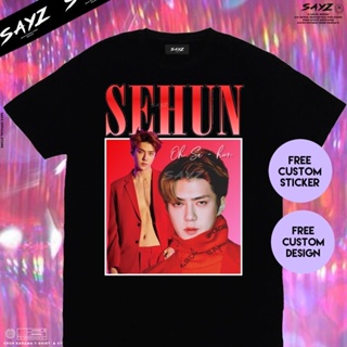 เสื้อเชิ้ตชาย Kaos Sehun Retro HipHop สตรีทแวร์ K-pop ฮาราจูกุ kaos ย้อนยุคที่กําหนดเอง kaos kpopเสื้อผ้าผู้ชายเสื้อยืดผ