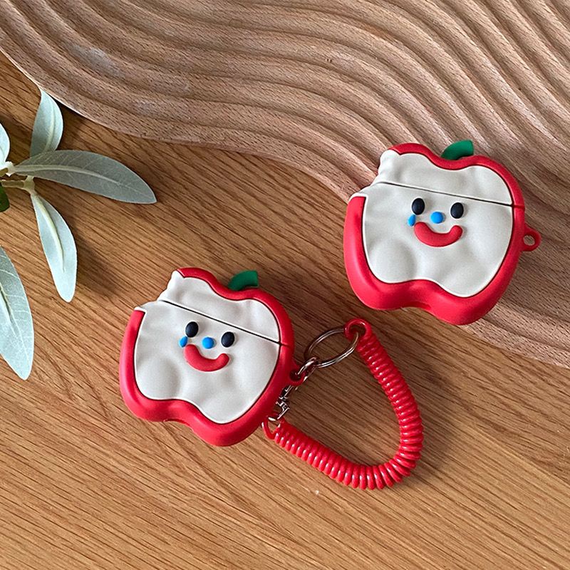 Airpods 4 cover Cute Bite Apple Smiley for airpods 1 2 3 pro gen 2 case with anti-drop chain