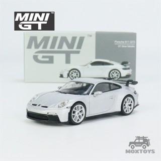 โมเดลรถยนต์ โลหะ สีเงิน MINI GT 1:64 Porsche 911 (992) GT3 GT LHD RHD Diecast