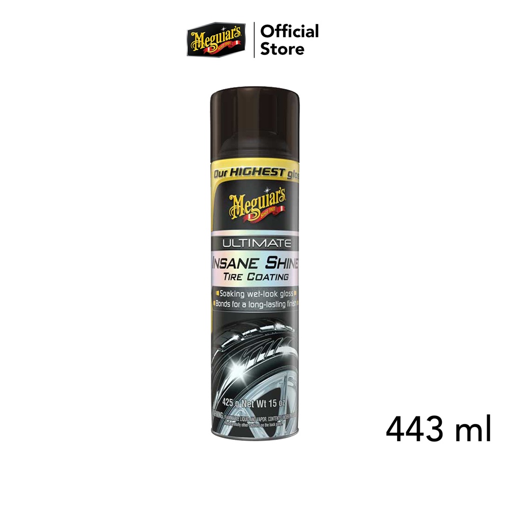 Meguiar's G190315 Ultimate Insane Shine Tire Coating สเปรย์เคลือบยางล้อ เงาที่สุด ขนาด 443 มิลลิลิตร เคลือบเงายาง เงาฉ่ำและดำเข้ม