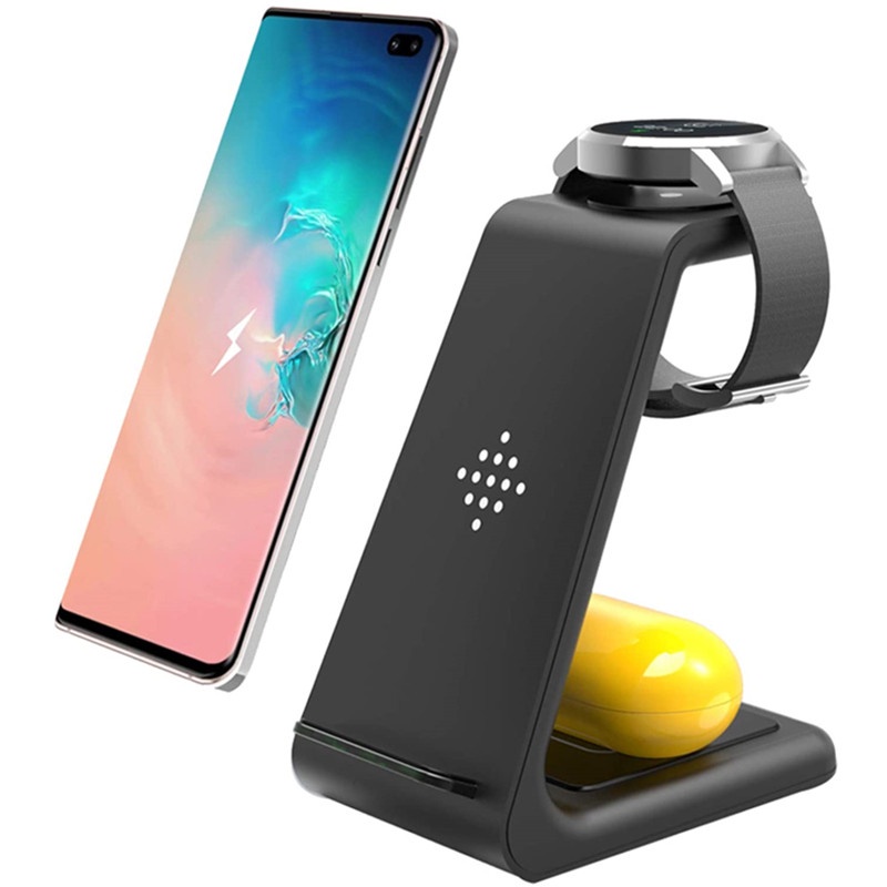 3 In 1 QI Wireless Charger Pad Dock Station Stand for Samsung S20 S21 Galaxy Watch 3 Active 2 Gear S