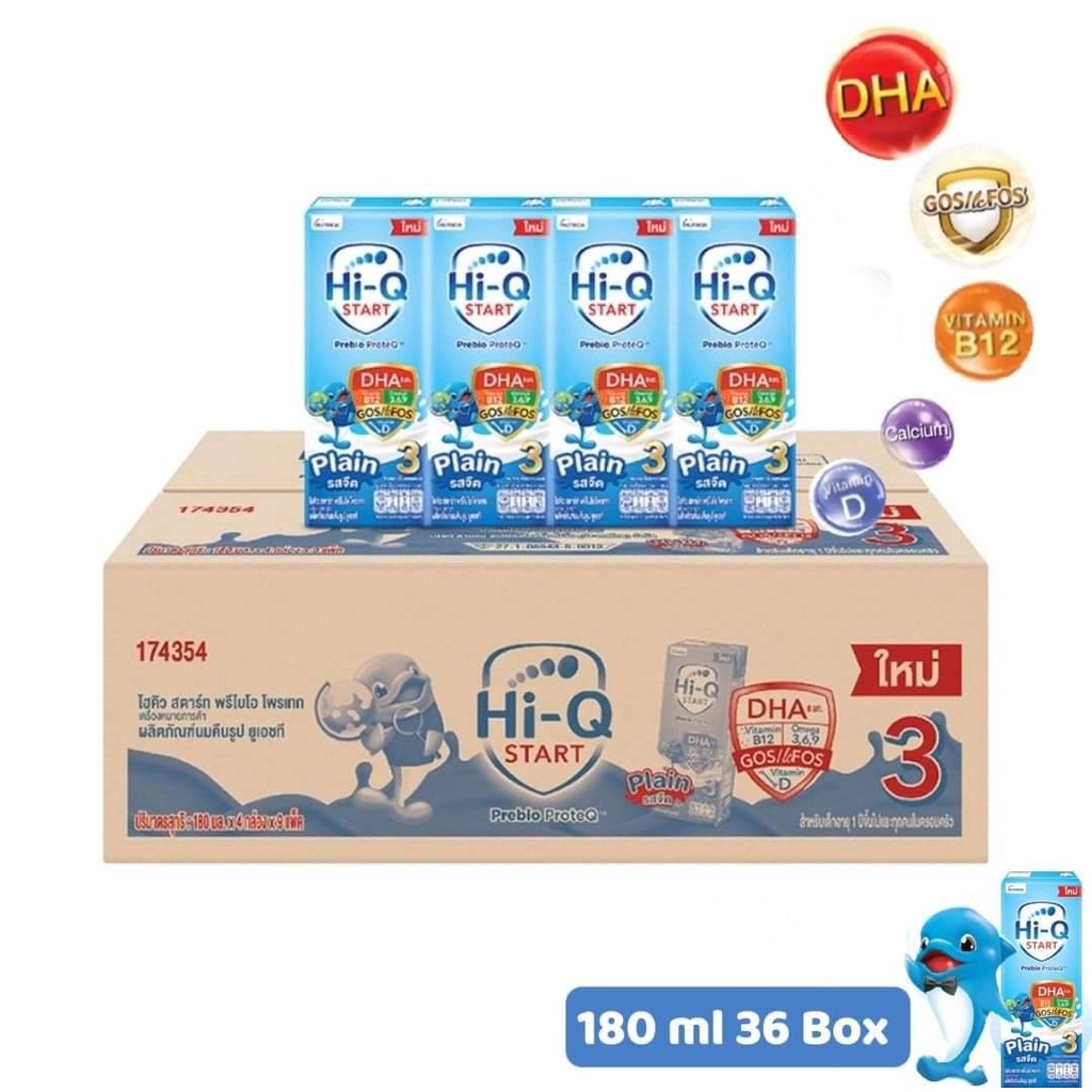 [ UHT] Hi-Q สตาร์ท พรีไบโอโพรเทก สูตร 3 สูตร 4 รสจืด 180 มล. นมกล่องยูเอชที สำหรับเด็กอายุ 1 ปีขึ้นไปและทุกคนในครอบครัว