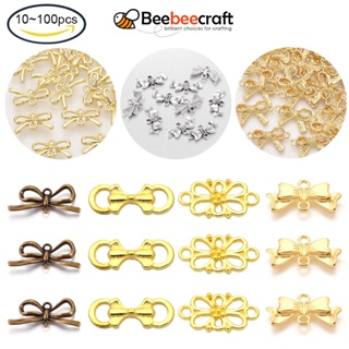 Beebeecraft ตัวเชื่อมต่อโลหะผสม ไร้ตะกั่ว แคดเมียม สีทอง และสีบรอนซ์ สําหรับทําเครื่องประดับ DIY 10~100 ชิ้น