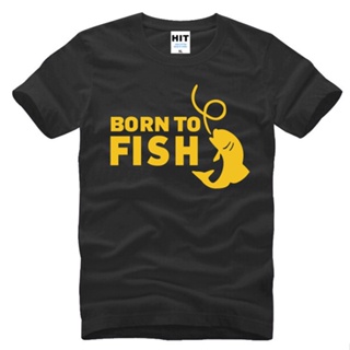 Lsmtx1 เสื้อยืดลําลอง ผ้าฝ้าย แขนสั้น พิมพ์ลาย Born To Fish 03 Novelty D สีดํา พลัสไซซ์ สําหรับผู้ชายสามารถปรับแต่งได้