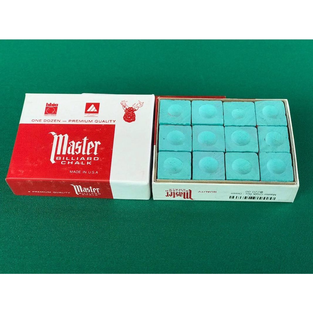 Master Chalk ชอล์กฝนหัวคิวมาสเตอร์ สีเขียว กล่อง 12 ก้อน Billiard Chalk Green Box 12 Pieces