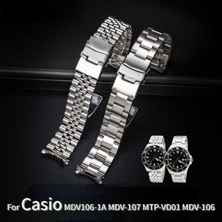 สายนาฬิกาข้อมือ สเตนเลส โลหะ แบบเปลี่ยน สําหรับ Casio MDV106-1A MDV-107 MTP-VD01 MDV-106D 20 มม. 22 มม.