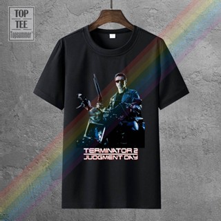 เสื้อยืดเท่ Terminator 2 Judgement Day Arnold Schwarzenegger Movie T Shirt Printed T-Shirt Boys Harajuku Shirt Top Tee C