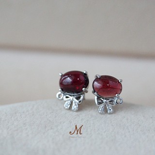 Meena Gems ต่างหูพลอยแท้ โกเมน พลอยดิบ ตัวเรือนเงินแท้925 แหวนพลอยแท้เสริมดวง พลอยประจำเดือน