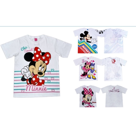 เสื้อยืดสีขาวคอตตอน เสื้อผ้าเด็กลิขสิทธิ์แท้พรอ้มส่งผู้หญิง/ผู้ชาย เสื้อแขนสั้น Mickey T-Shirt มิคกี