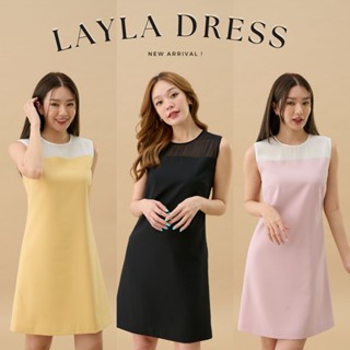 VITAVADEE Layla Dress ชุดเดรสคอกลมแขนกุด ตัดต่อผ้าชีฟอง