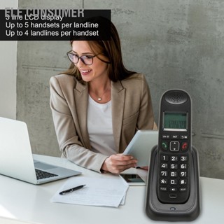 ELE Consumer Cordless Phone Caller ID Hands Free Digital Telephone with LCD Backlight for Home Office US Plug 100‑240V