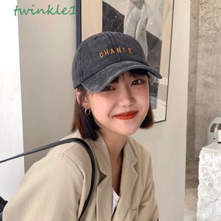 Twinkle1 หมวกเบสบอล ผ้าฝ้าย พิมพ์ลายตัวอักษร สไตล์เกาหลี ฮิปฮอป สําหรับผู้ชาย และผู้หญิง