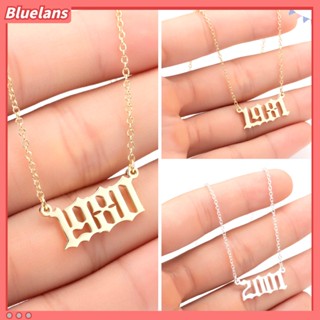 Bluelans 1980-2019 สร้อยคอโซ่ สเตนเลส จี้ตัวเลขปีเกิด เครื่องประดับ