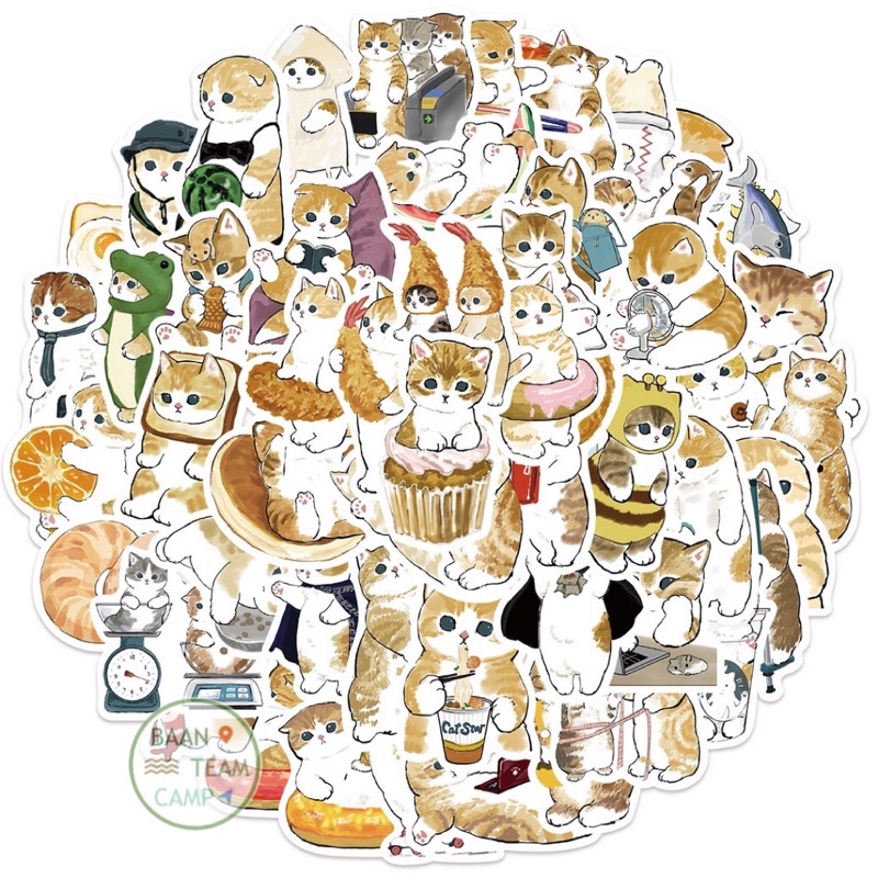 สติ๊กเกอร์ น้องแมวน่ารัก 282 น้องแมว 50ชิ้น น้องน่ารักมาก สติ้กเกอร์ น้อง แมว น่ารัก cat น้อน แมว เหมียว แมวส้ม แ ม ว