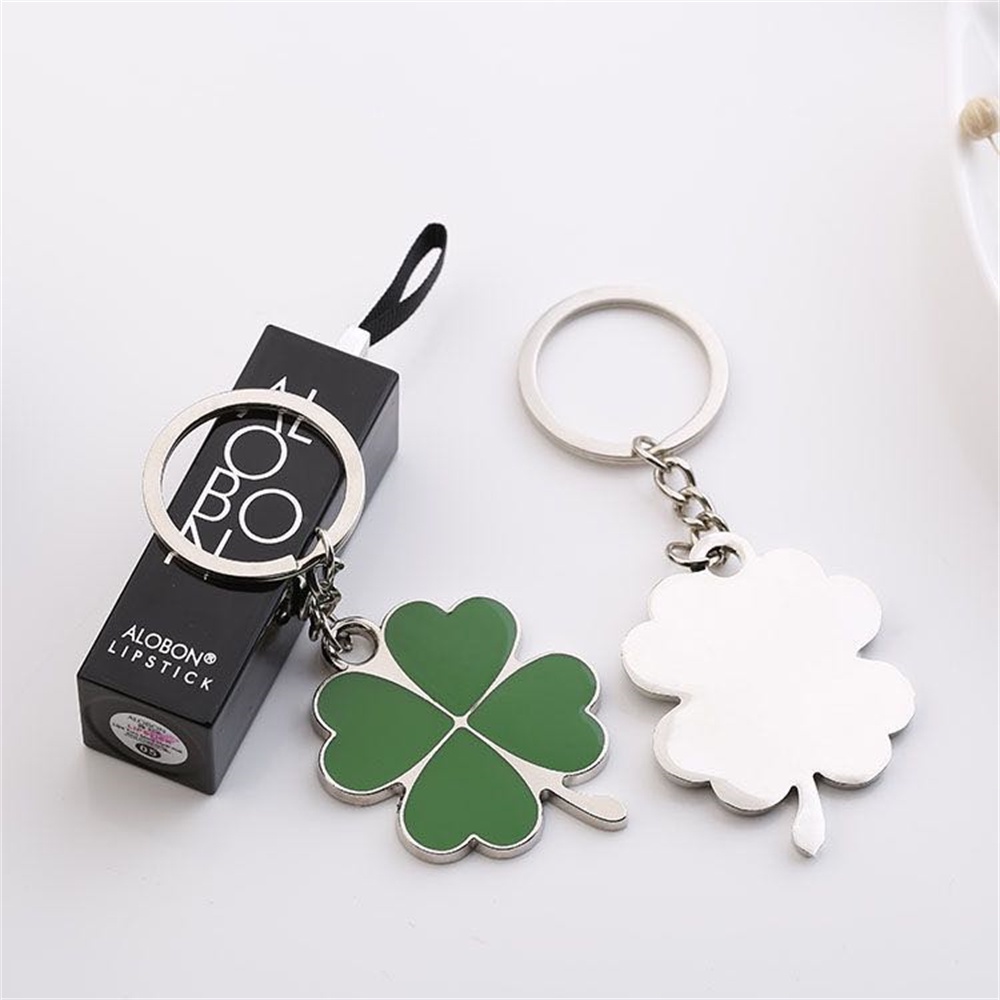 แฟชั ่ นสี ่ Leaf Clover Key Chain สีเขียวแหวนโลหะโชคดี Keychians กระเป ๋ าเครื ่ องประดับ Key อุปกรณ ์ เสริม ราคา ถูกที่สุด ดีลบีเคเค แกลเลอรีภาพที่ 3