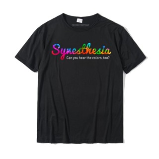 เสื้อเชิ้ตชาย เสื้อยืด Synesthesia คุณได้ยินเสียงสีเกินไป Tee สไตล์เรียบง่ายท็อปส์ซู Tees ผ้าฝ้ายผู้ชายเสื้อยืดด้านบนสไต