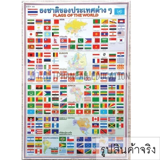 (สินค้าขายดี)โปสเตอร์เพื่อการศึกษา ธงชาติของประเทศต่างๆ FLAG OF THE WORLD