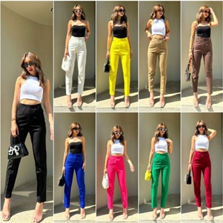 Nadia korean high-waist pant กางเกง8ส่วน กางเกงเอวสูง กางเกงขายาว กางเกงทรงเดฟ