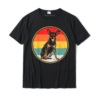 เสื้อขาว Vintage Retro gün batımı minyatür Pinscher köpek tişört üst T-Shirt T-Shirt sevimli pamuk komik Normal erkek