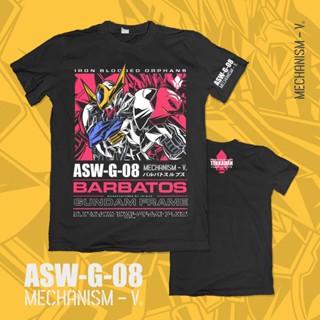 เสื้อยืดผ้าฝ้ายพิมพ์ลายแฟชั่น Barbatos LUPUS X MEHCHANIS V กราฟฟิคออกแบบเอง (XS-5XL)