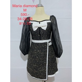 เดรสสั้น สีดำ ผ้าทวิส MARIA DIAMOND SIZE M