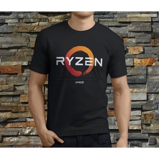 เสื้อยืดผ้าฝ้าย Sanc6 [พร้อมส่ง] ใหม่ เสื้อยืด ผ้าฝ้าย 100% พิมพ์ลาย Amd Gaming Ryzen Cpu 2 ทรงหลวม พลัสไซซ์ สีดํา สําหร