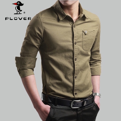 PLOVER เสื้อเชิ้ตแขนยาวลําลอง ขนาดใหญ่ สไตล์นักธุรกิจ สําหรับผู้ชาย มี 7 สี