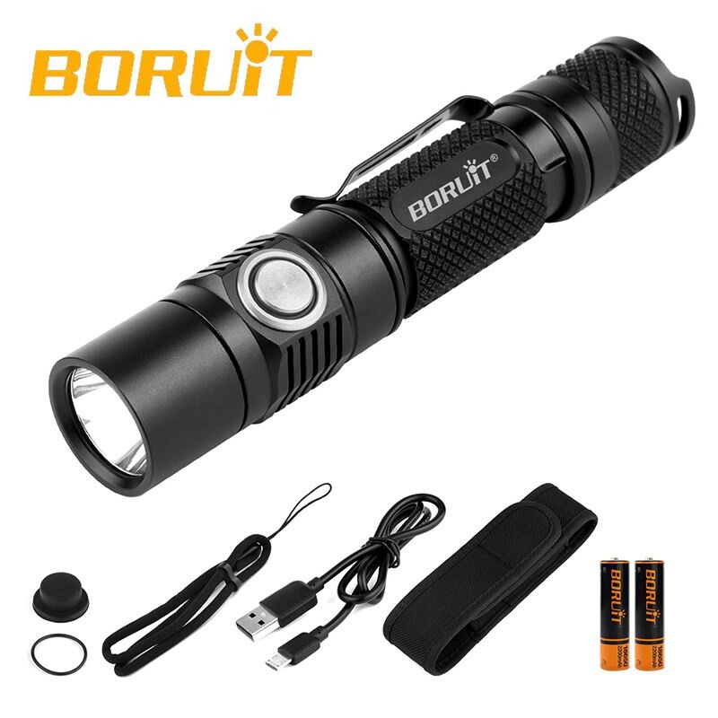 BORUiT ไฟฉายแรงสูง รุ่น BC03 1180LM XP-L2 LED 5-Mode USB Rechargeable 18650