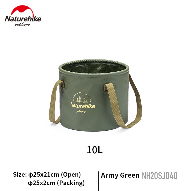 Naturehike Waterproof Foldable Basin Portable Travel Folding Bucket Large Capacity Outdoor Round Buckets NH20SJ040 - รูปที่ 5