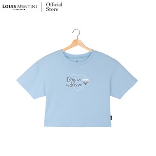 Louis Montini เสื้อครอปผู้หญิง 100% Cotton Women Crop tops (Boy in a dream) LMTS16